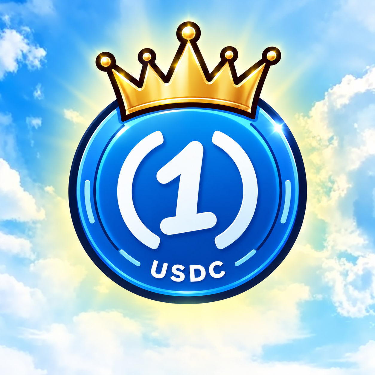 $1 Dollar Asset crowned blue coin logo